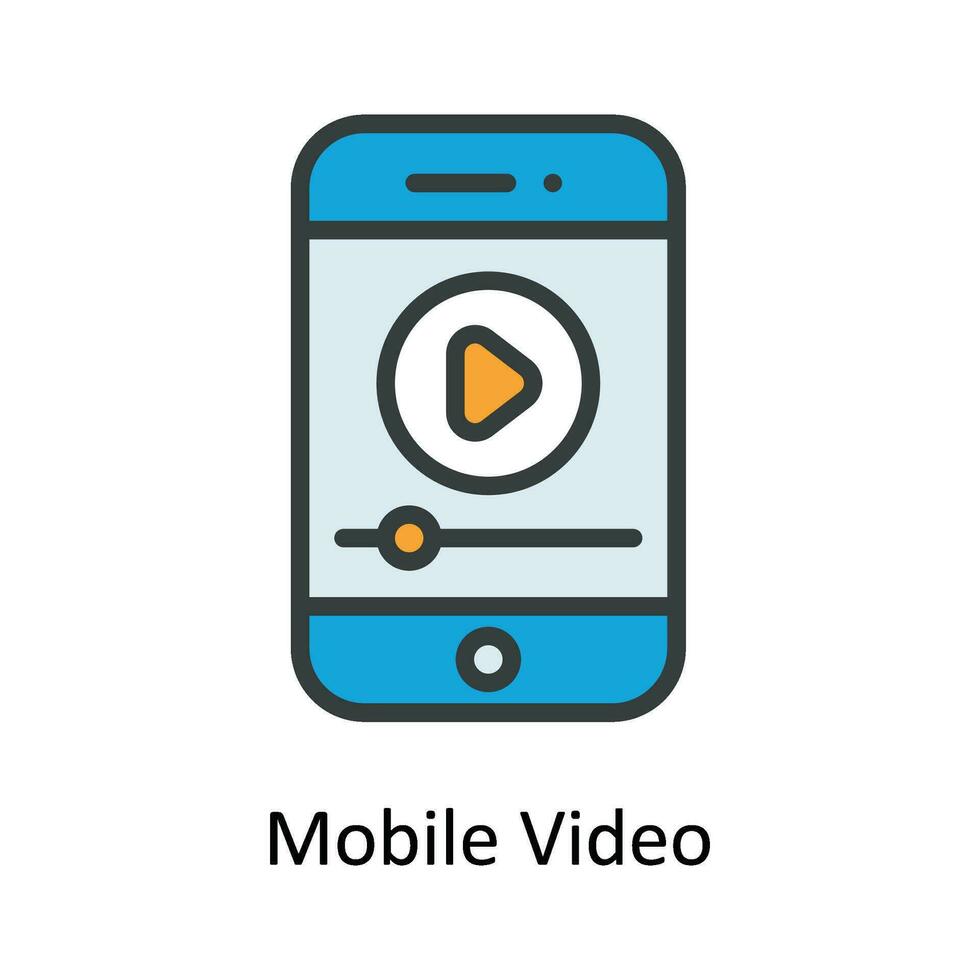 Mobile Video Vector  Fill outline Icon Design illustration. Multimedia Symbol on White background EPS 10 File