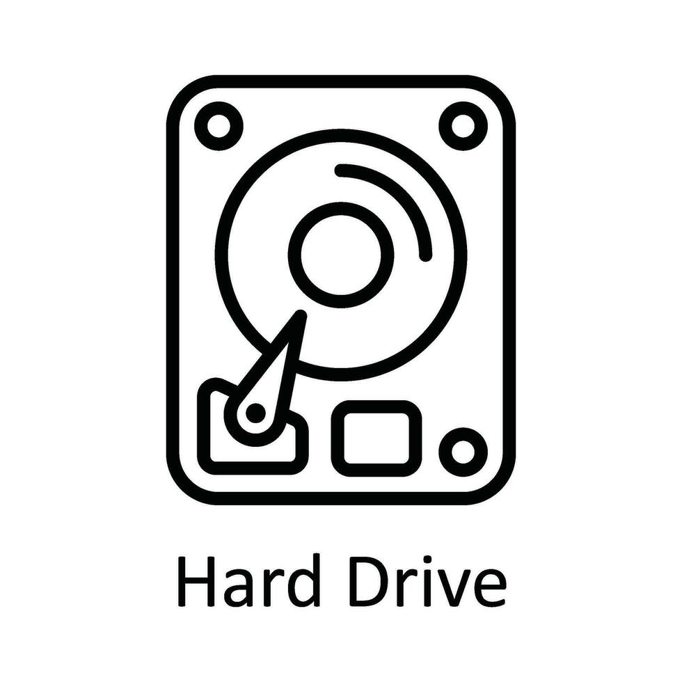 Hard Drive Vector   outline Icon Design illustration. Multimedia Symbol on White background EPS 10 File
