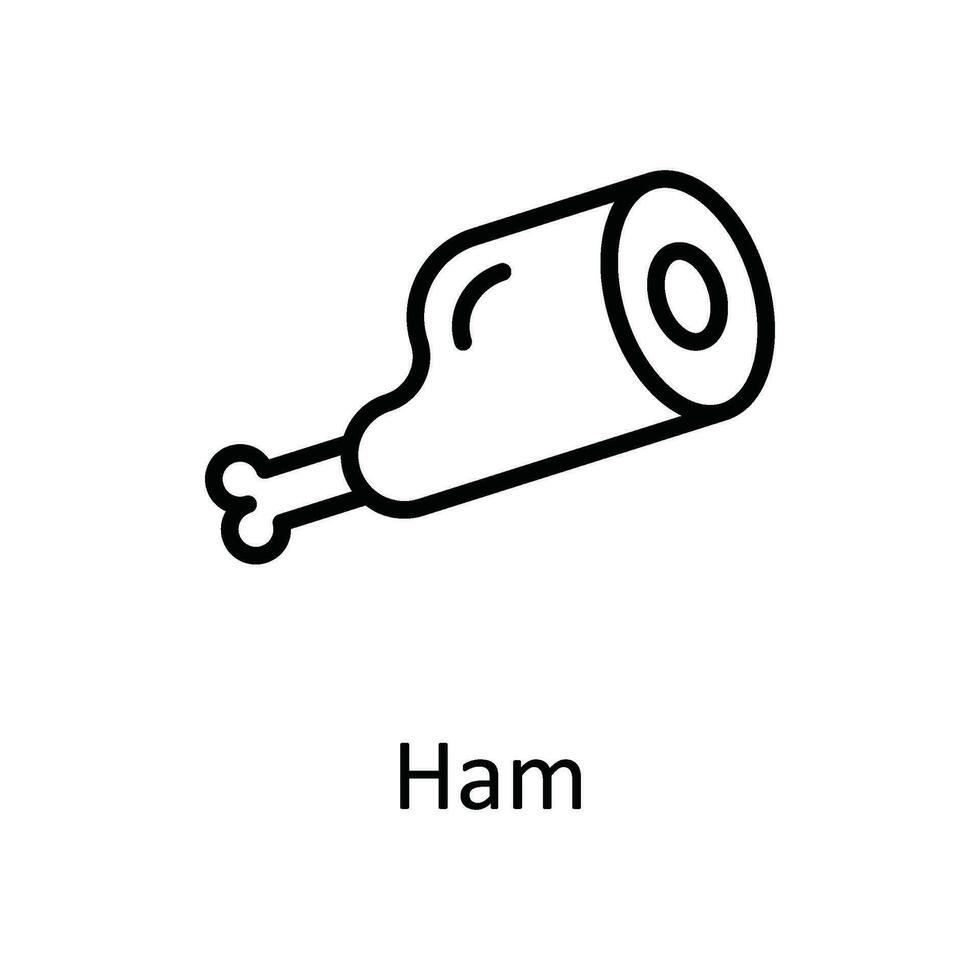 Ham Vector outline Icon Design illustration. Food and drinks Symbol on White background EPS 10 File