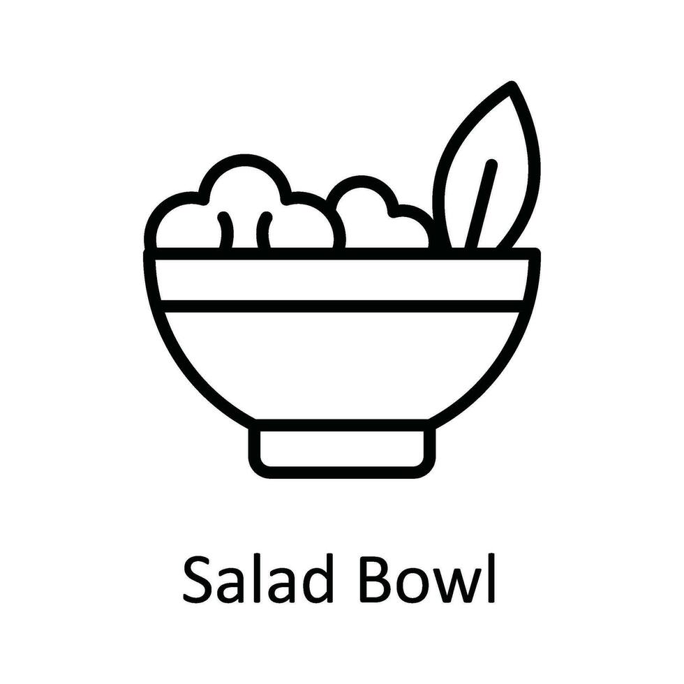 Salad Bowl Vector outline Icon Design illustration. Food and Drinks Symbol on White background EPS 10 File