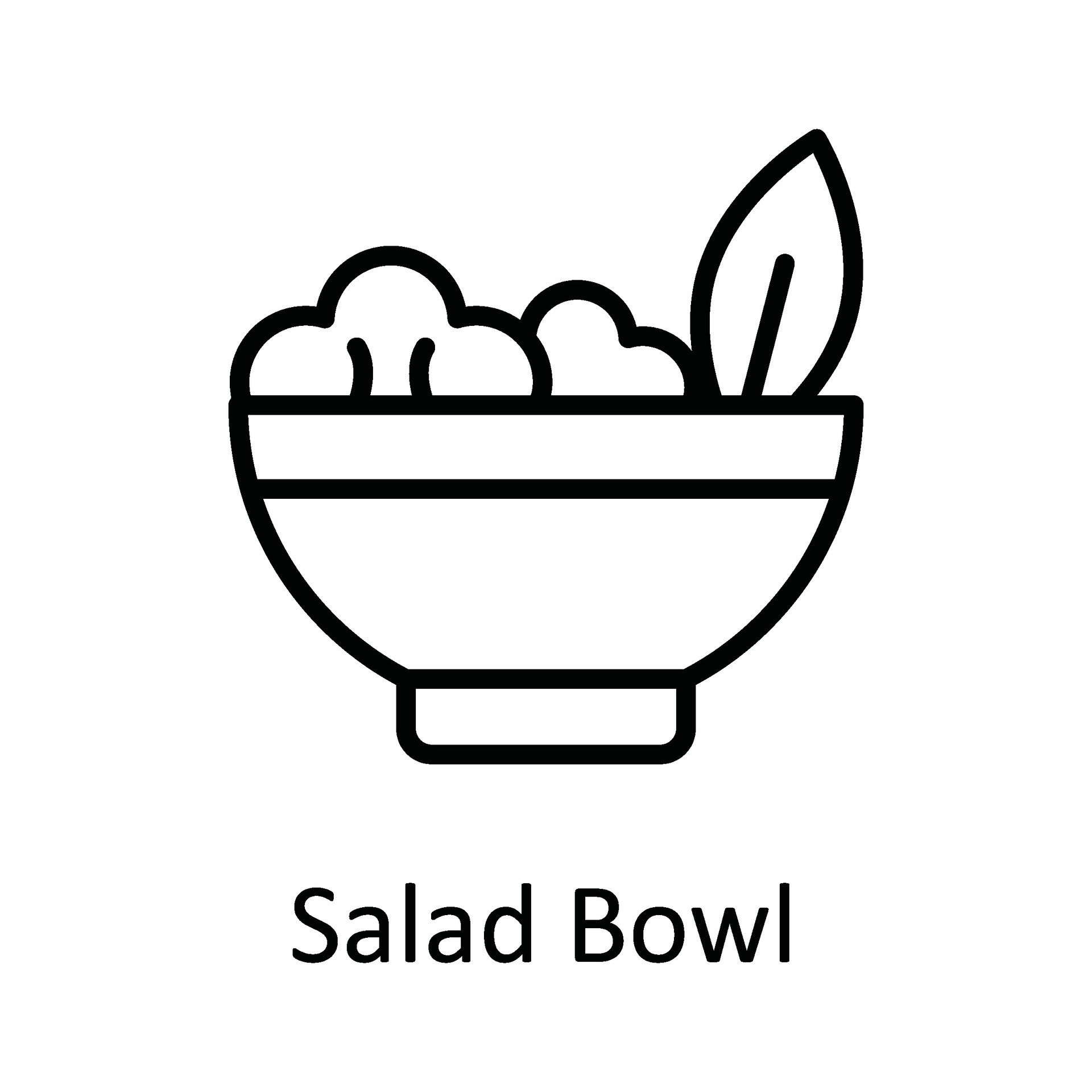 Salad Bowl Vector outline Icon Design illustration. Food and Drinks