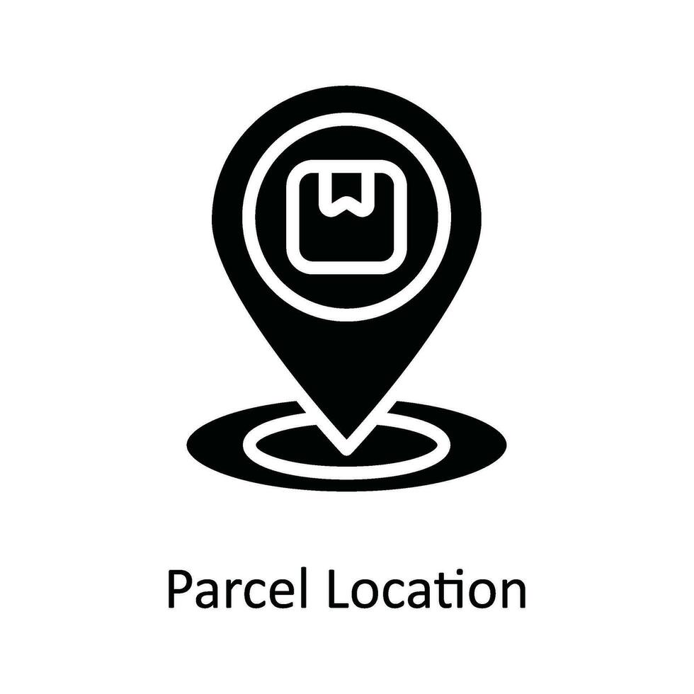 paquete o empaquetar ubicación vector sólido icono diseño ilustración. Envío y entrega símbolo en blanco antecedentes eps 10 archivo