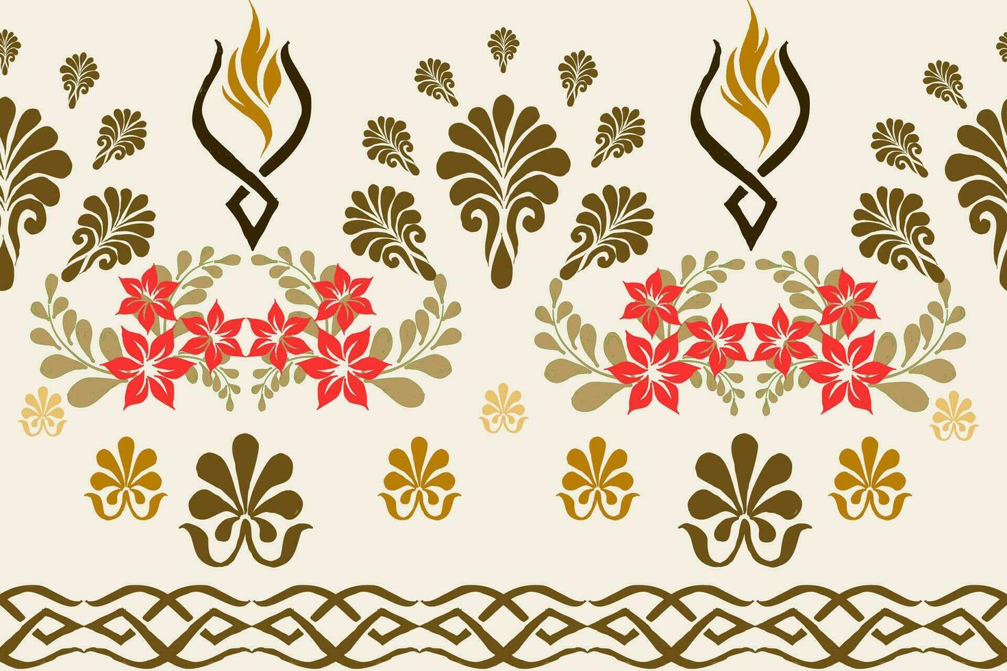 Floral Cross Stitch Embroidery on white background.geometric ethnic oriental seamless pattern traditional.Aztec style abstract vector illustration.design for texture,fabric,clothing,wrapping,sarong.
