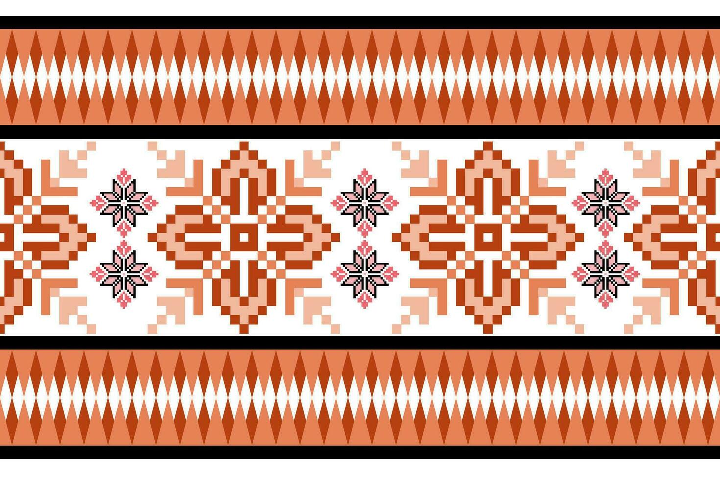 Floral Cross Stitch Embroidery on white background.geometric ethnic oriental seamless pattern traditional.Aztec style abstract vector illustration.design for texture,fabric,clothing,wrapping,sarong.