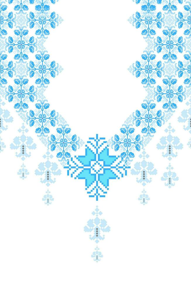 Floral Cross Stitch Embroidery on white background.geometric ethnic oriental seamless pattern traditional.Aztec style abstract vector illustration.design for texture,fabric,clothing,wrapping,sarong.