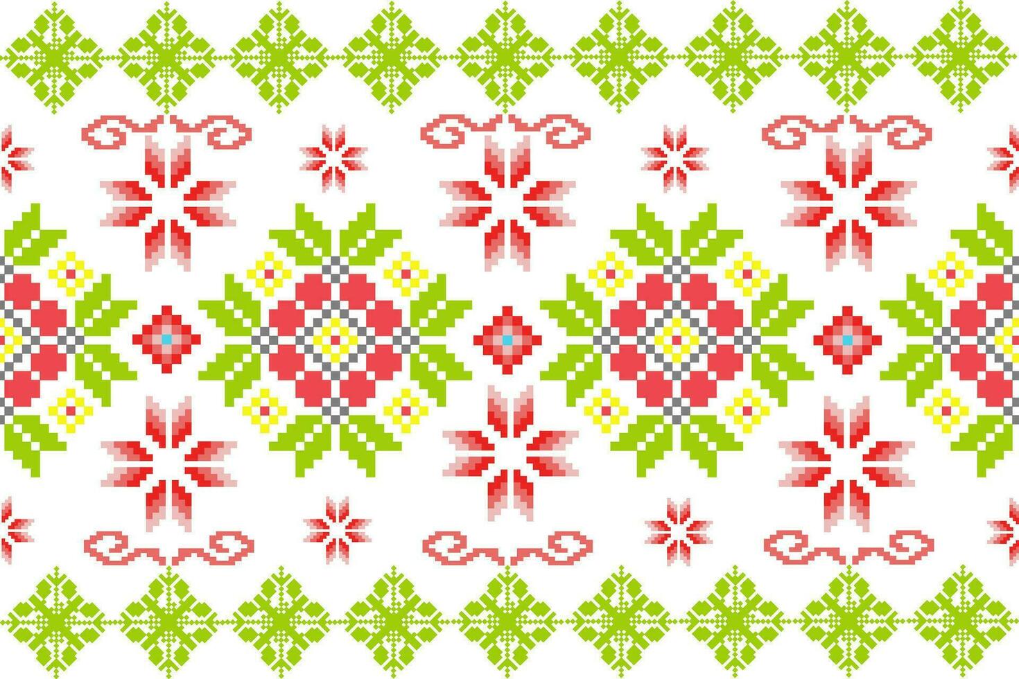 floral cruzar puntada bordado en blanco fondo.geometrico étnico oriental sin costura modelo tradicional.azteca estilo resumen vector ilustración.diseño para textura,tela,ropa,envoltura,pareo.