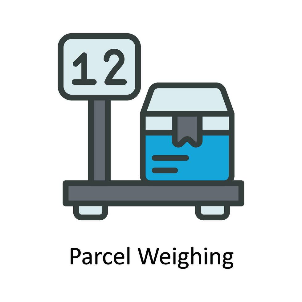 Parcel Weighing Vector  Fill outline Icon Design illustration. Shipping and delivery Symbol on White background EPS 10 File