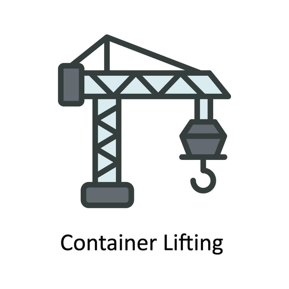 Container Lifting  Vector  Fill outline Icon Design illustration. Shipping and delivery Symbol on White background EPS 10 File