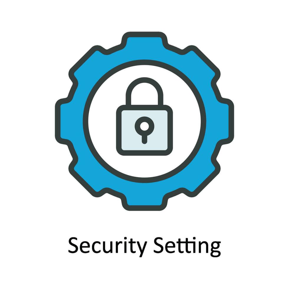 Security Setting Vector Fill outline Icon Design illustration. Cyber security  Symbol on White background EPS 10 File