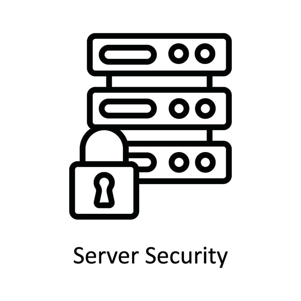 servidor seguridad vector contorno icono diseño ilustración. ciber seguridad símbolo en blanco antecedentes eps 10 archivo