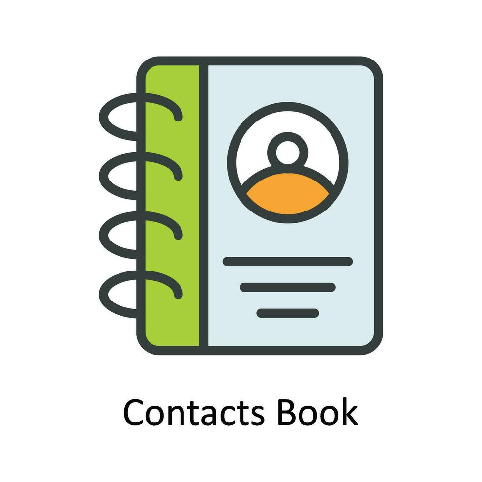 Contacts Book   Vector Fill outline Icon Design illustration. Network and communication Symbol on White background EPS 10 File