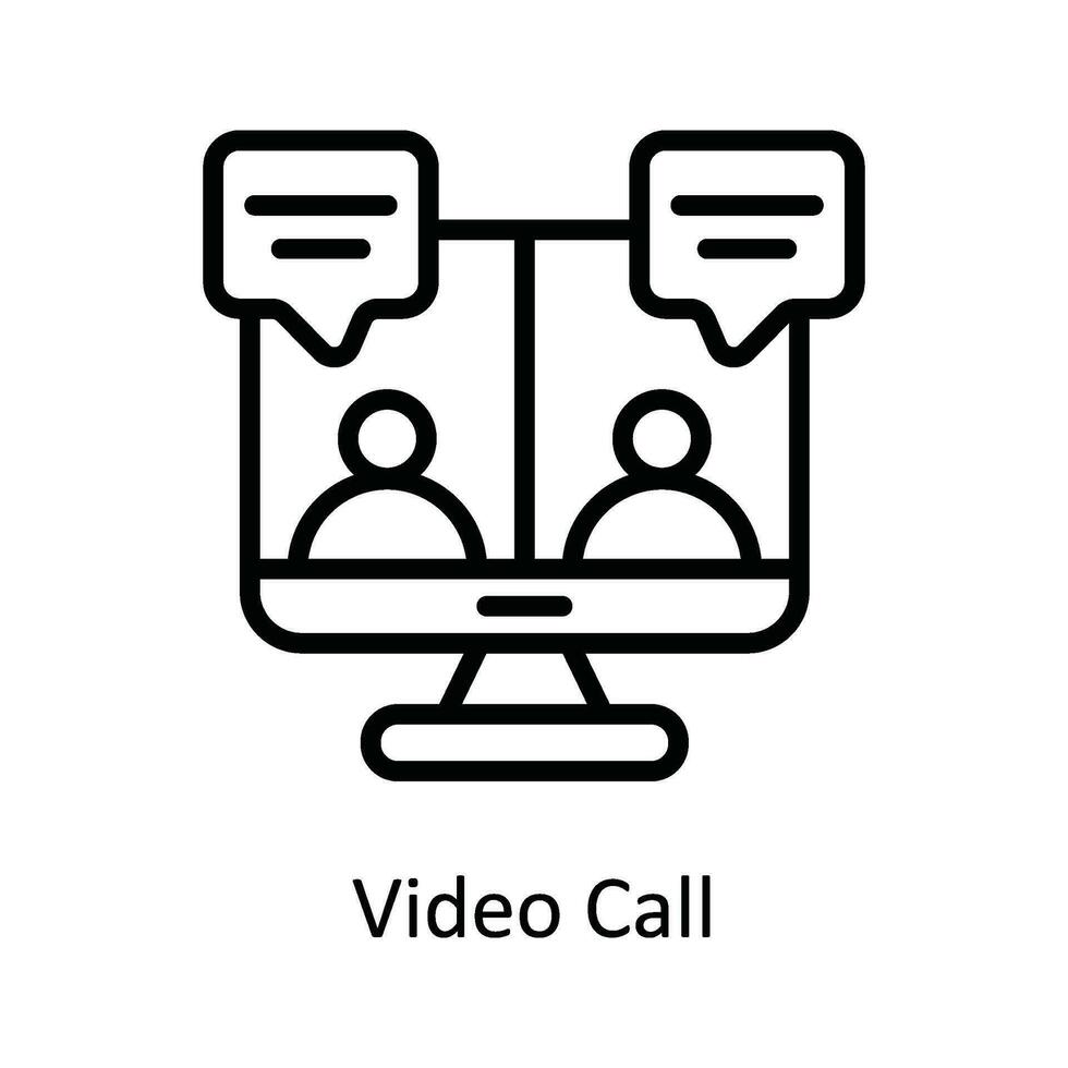 Video Call  Vector  outline Icon Design illustration. Network and communication Symbol on White background EPS 10 File