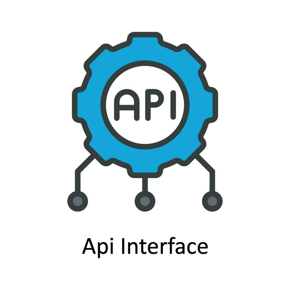 Api Interface  Vector Fill outline Icon Design illustration. Network and communication Symbol on White background EPS 10 File