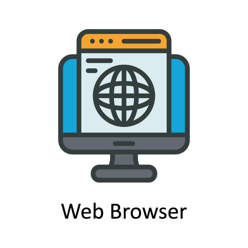 Web Browser  Vector   Fill outline  Icon Design illustration. Digital Marketing  Symbol on White background EPS 10 File