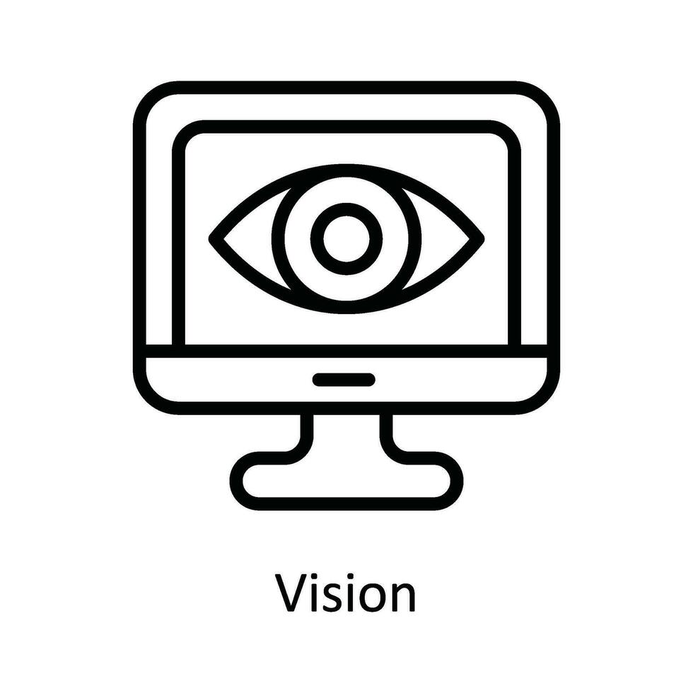 Vision Vector  outline Icon Design illustration. Cyber security  Symbol on White background EPS 10 File