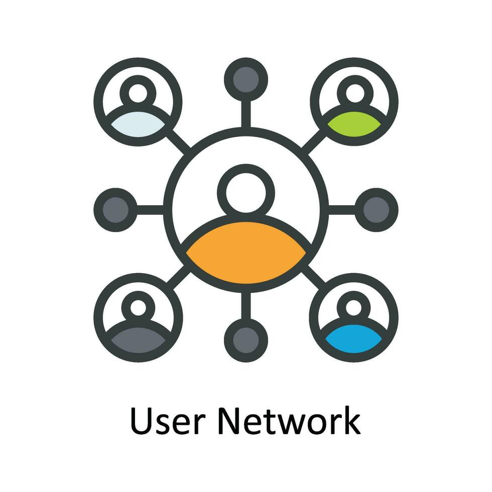 User Network  Vector Fill outline Icon Design illustration. Network and communication Symbol on White background EPS 10 File