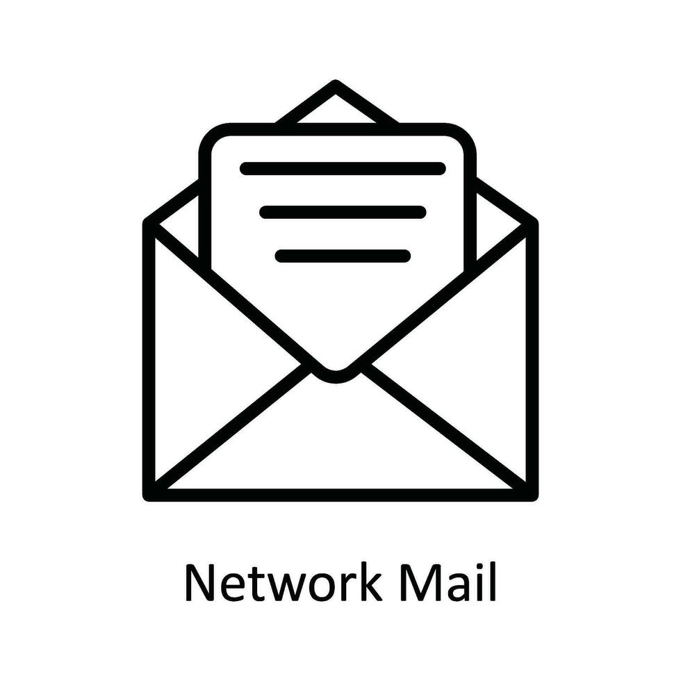 Network Mail  Vector  outline Icon Design illustration. Network and communication Symbol on White background EPS 10 File