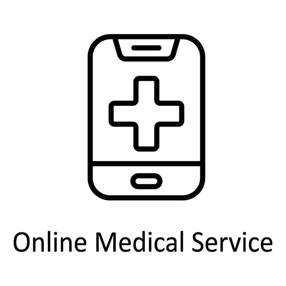 en línea médico Servicio vector contorno icono diseño ilustración. médico y salud símbolo en blanco antecedentes eps 10 archivo