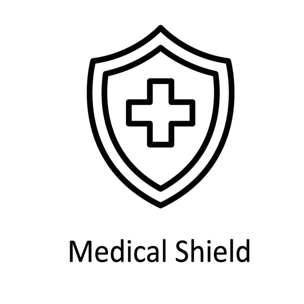 Medical Shield Vector  outline Icon Design illustration. Medical and Health Symbol on White background EPS 10 File