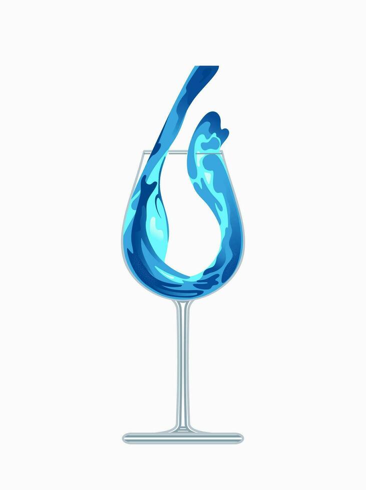 espumoso vino de un raro azul color. Prosecco con el adición de curazao. vector comida ilustración en realista estilo. internacional vino día. para menú, vino lista, cafetería, restaurante, volantes