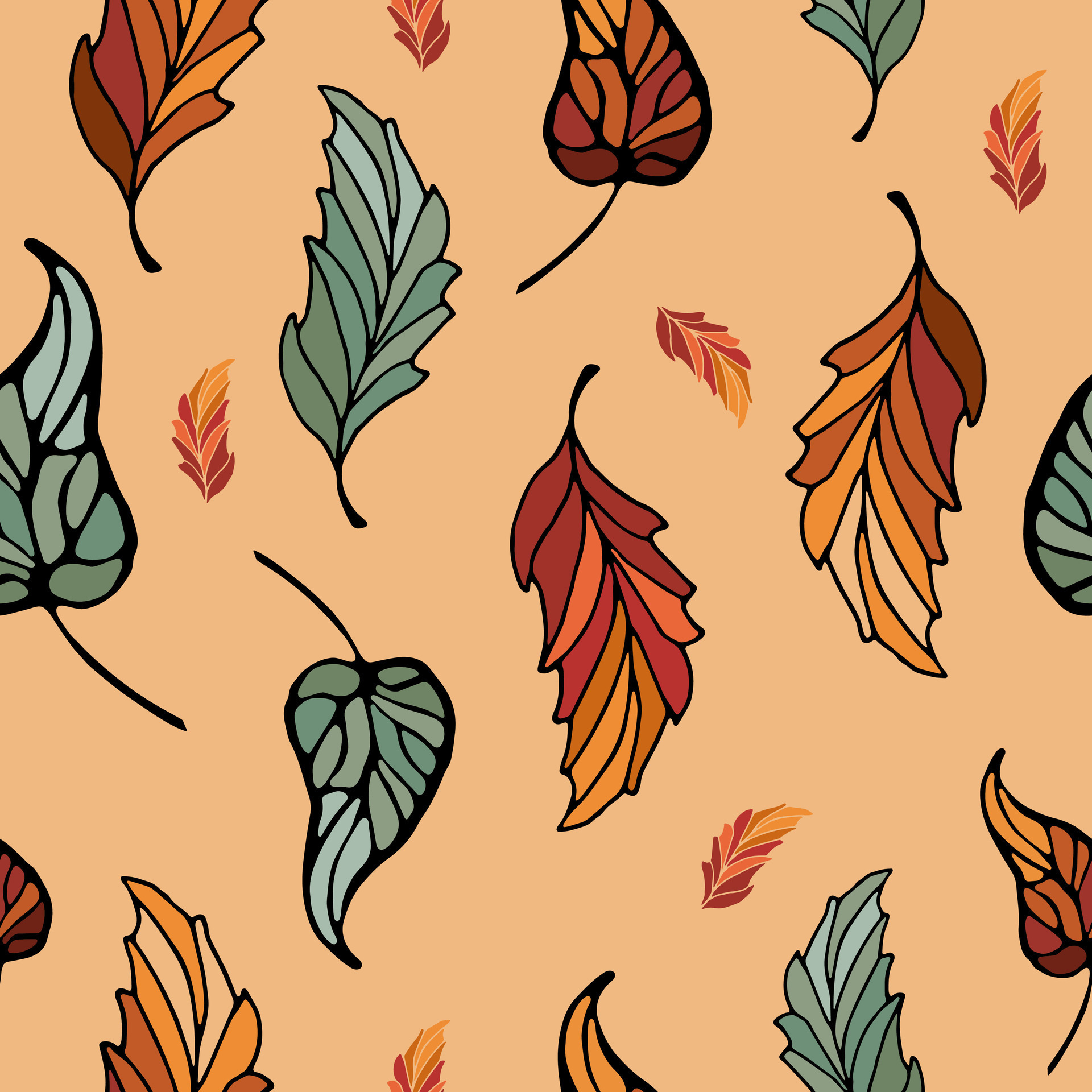 pattern-with-autumn-leaves-vintage-doodle-illustration-in-earthy-tones