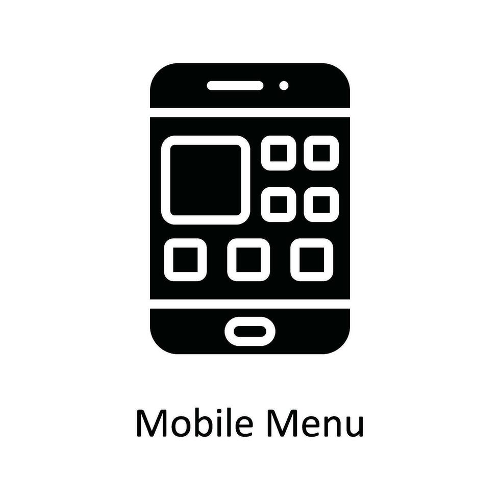 Mobile Menu  Vector Solid  Icon Design illustration. Network and communication Symbol on White background EPS 10 File