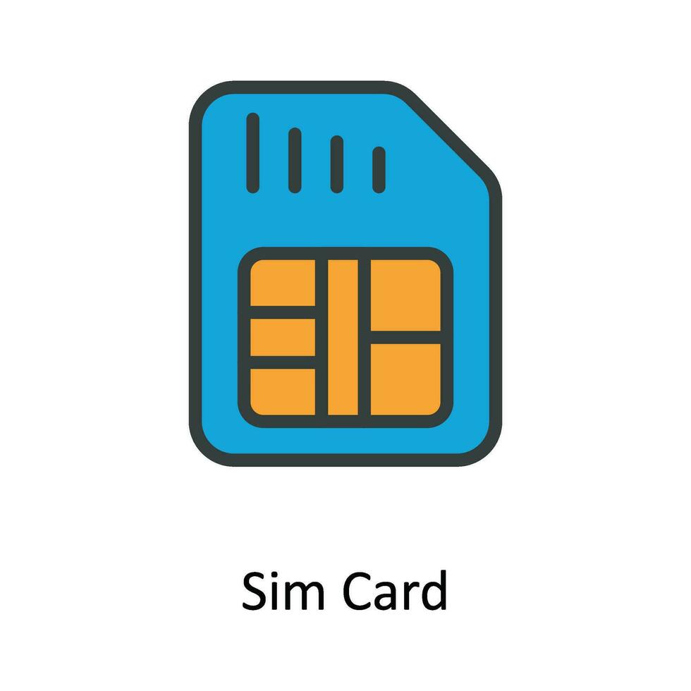 Sim Card Vector  Fill outline Icon Design illustration. Multimedia Symbol on White background EPS 10 File