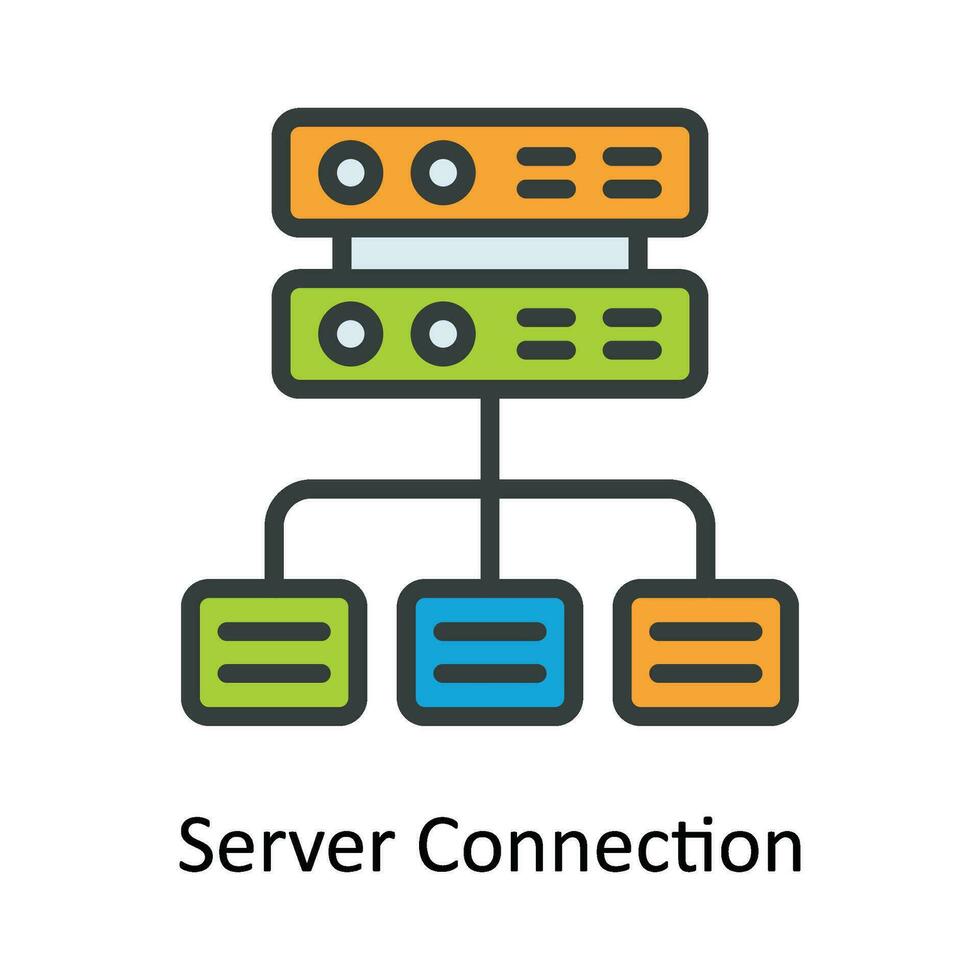 Server Connection  Vector Fill outline Icon Design illustration. Network and communication Symbol on White background EPS 10 File