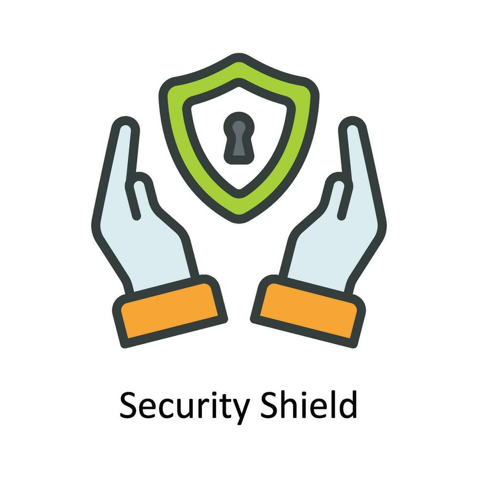 Security Shield Vector Fill outline Icon Design illustration. Cyber security  Symbol on White background EPS 10 File