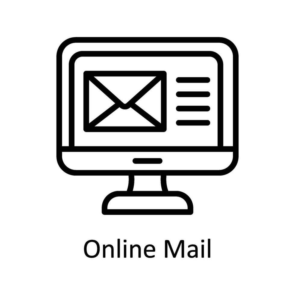 Online Mail Vector    outline  Icon Design illustration. Digital Marketing  Symbol on White background EPS 10 File