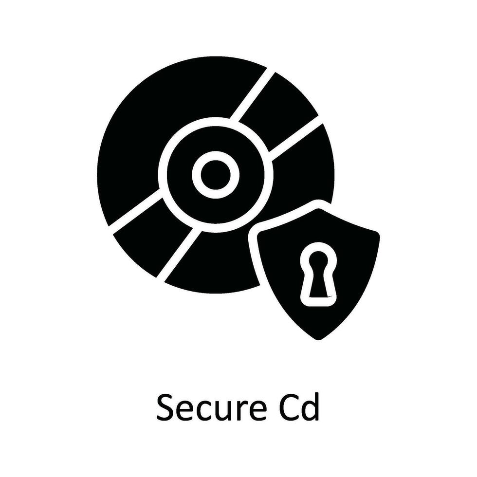 Secure Cd Vector  solid Icon Design illustration. Cyber security  Symbol on White background EPS 10 File