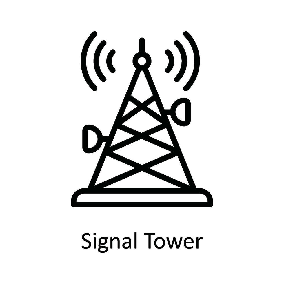 Signal Tower  Vector  outline Icon Design illustration. Network and communication Symbol on White background EPS 10 File