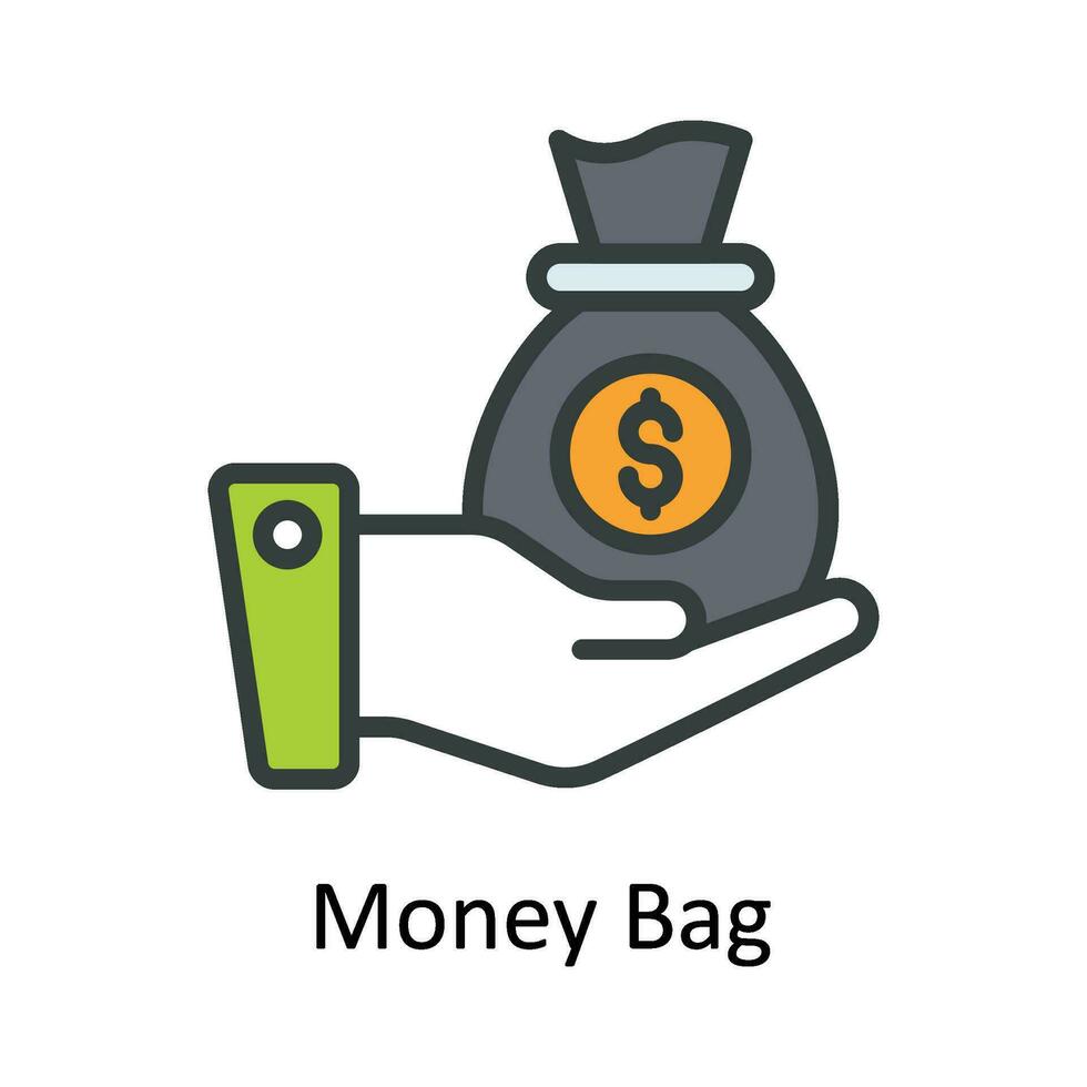 Money Bag Vector   Fill outline  Icon Design illustration. Digital Marketing  Symbol on White background EPS 10 File