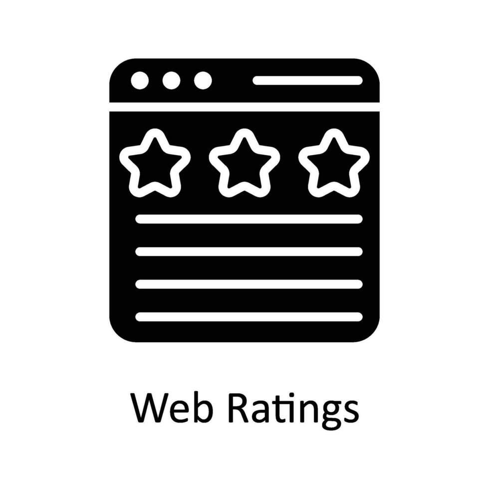 Web Ratings Vector    Solid  Icon Design illustration. Digital Marketing  Symbol on White background EPS 10 File