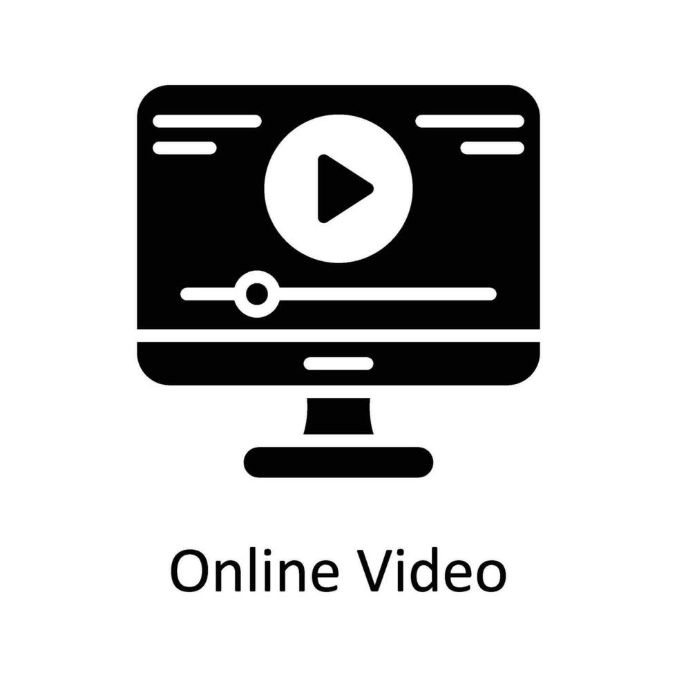 Online Video Vector    Solid  Icon Design illustration. Digital Marketing  Symbol on White background EPS 10 File