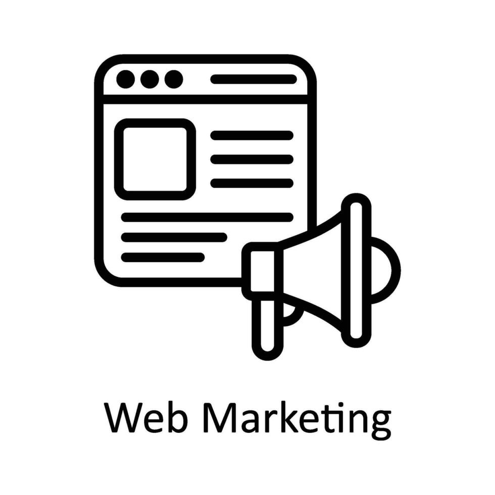 web márketing vector contorno icono diseño ilustración. digital márketing símbolo en blanco antecedentes eps 10 archivo