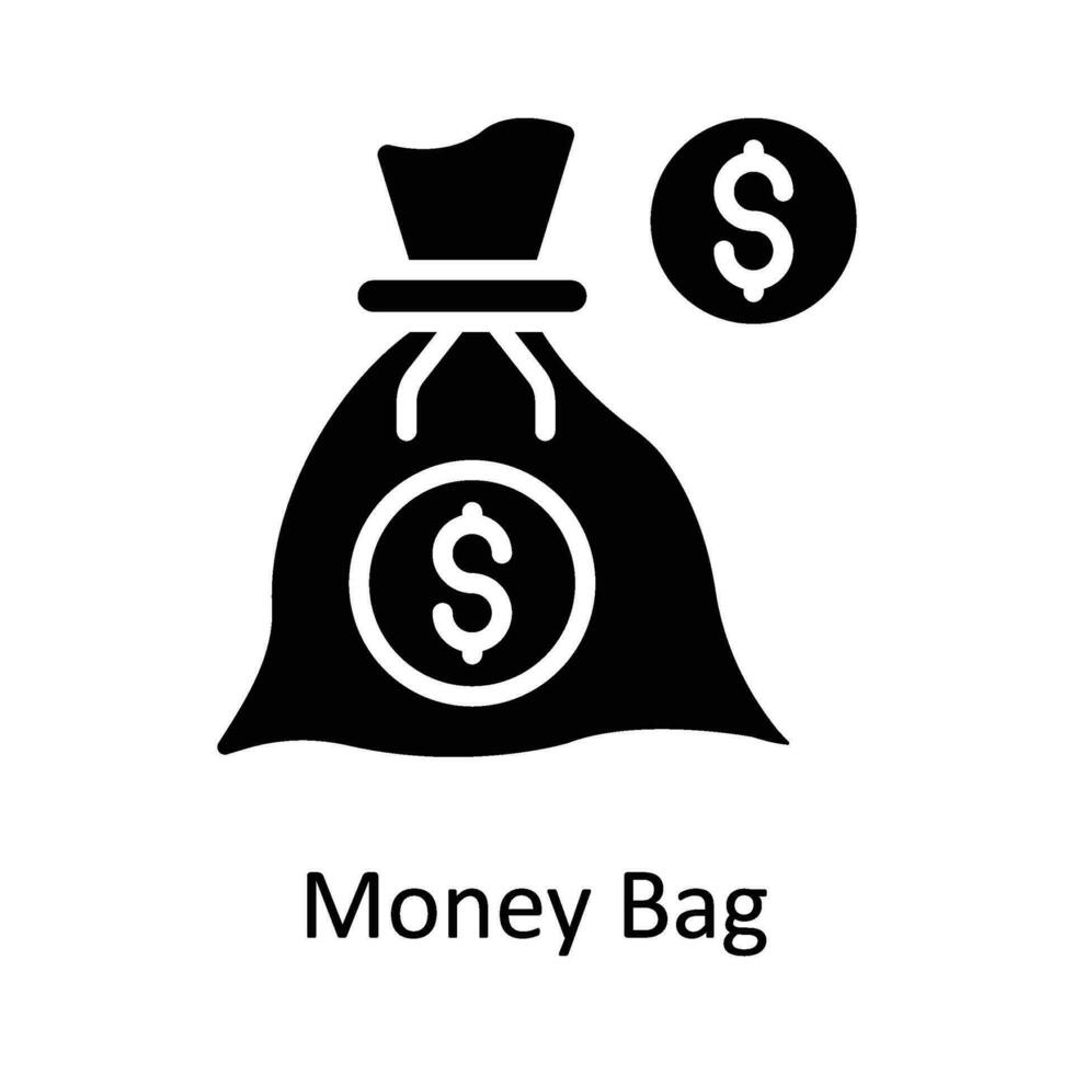 Money Bag Vector    Solid  Icon Design illustration. Digital Marketing  Symbol on White background EPS 10 File