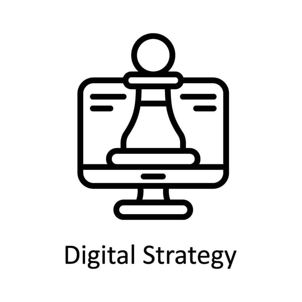 digital estrategia vector contorno icono diseño ilustración. digital márketing símbolo en blanco antecedentes eps 10 archivo