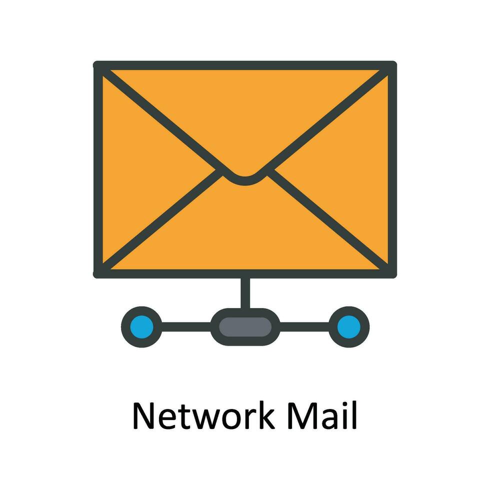 Network Mail  Vector Fill outline Icon Design illustration. Network and communication Symbol on White background EPS 10 File