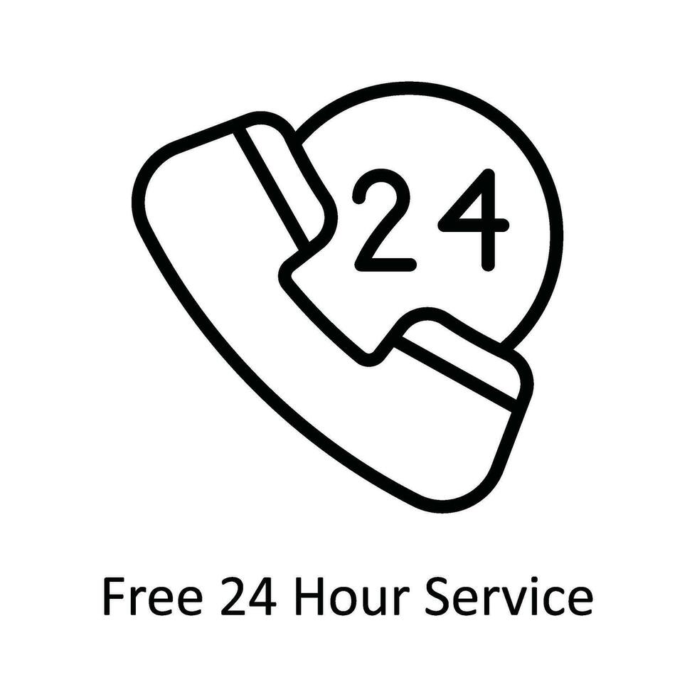 gratis 24 hora Servicio vector contorno icono diseño ilustración. Envío y entrega símbolo en blanco antecedentes eps 10 archivo