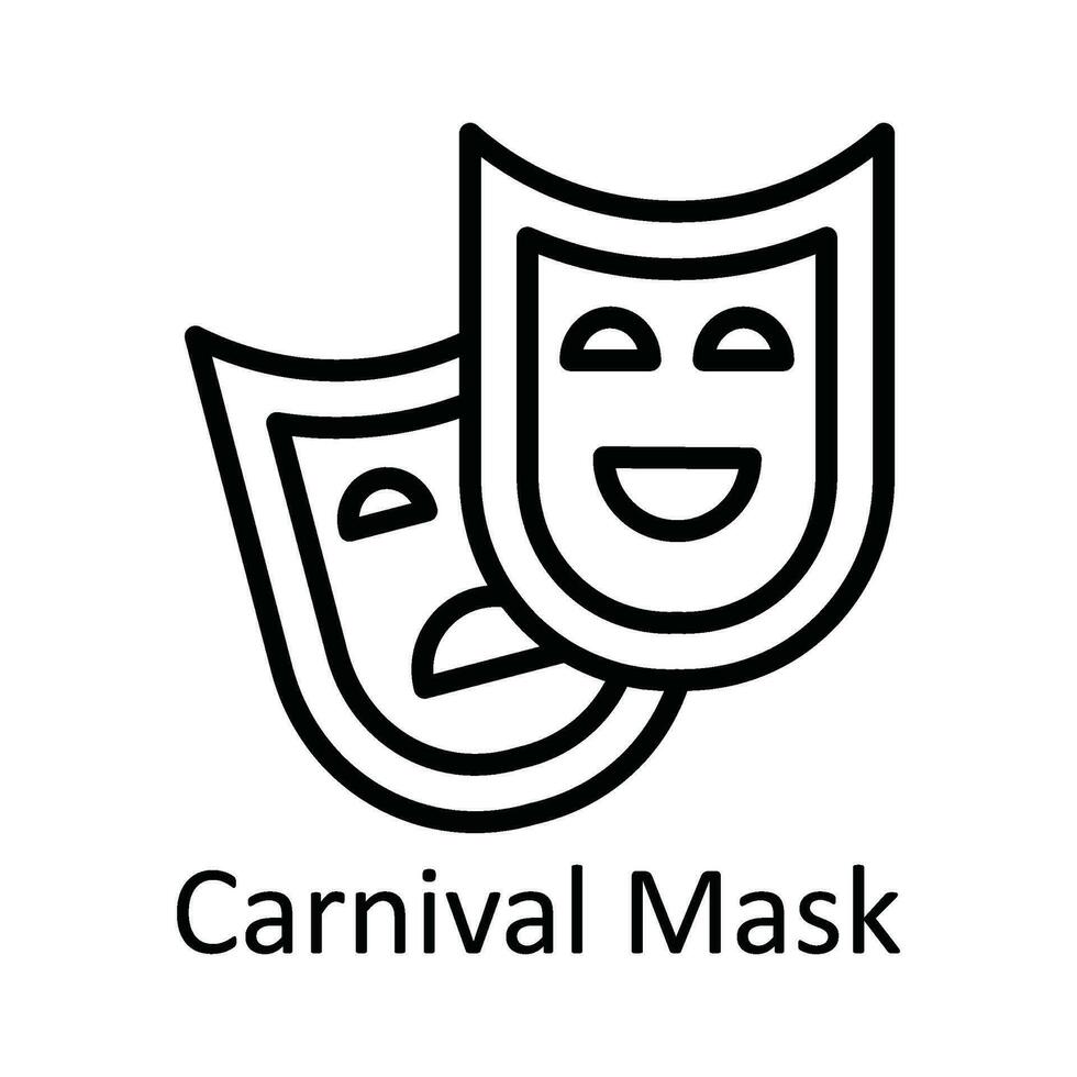 Carnival Mask Vector outline Icon Design illustration. Education Symbol on White background EPS 10 File