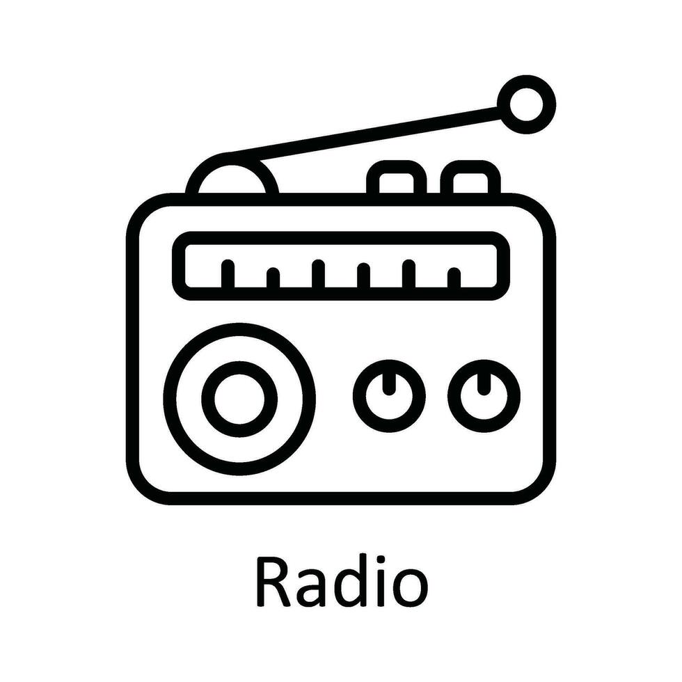 Radio Vector   outline Icon Design illustration. Multimedia Symbol on White background EPS 10 File