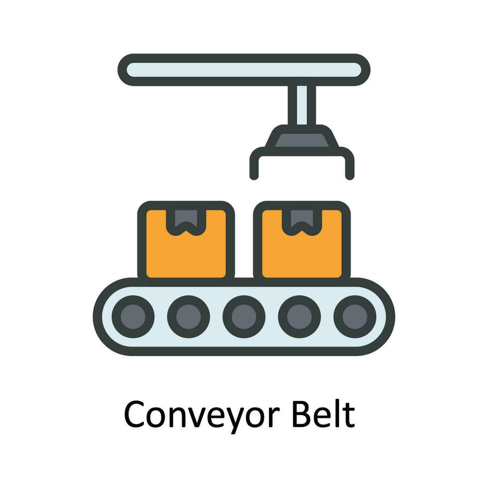 Conveyor Belt  Vector  Fill outline Icon Design illustration. Shipping and delivery Symbol on White background EPS 10 File