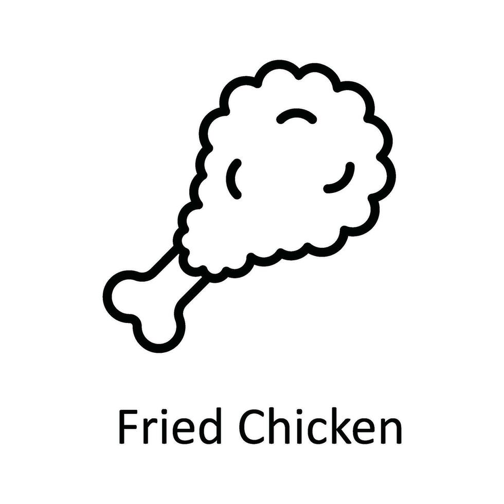 Fried Chicken Vector outline Icon Design illustration. Food and Drinks Symbol on White background EPS 10 File