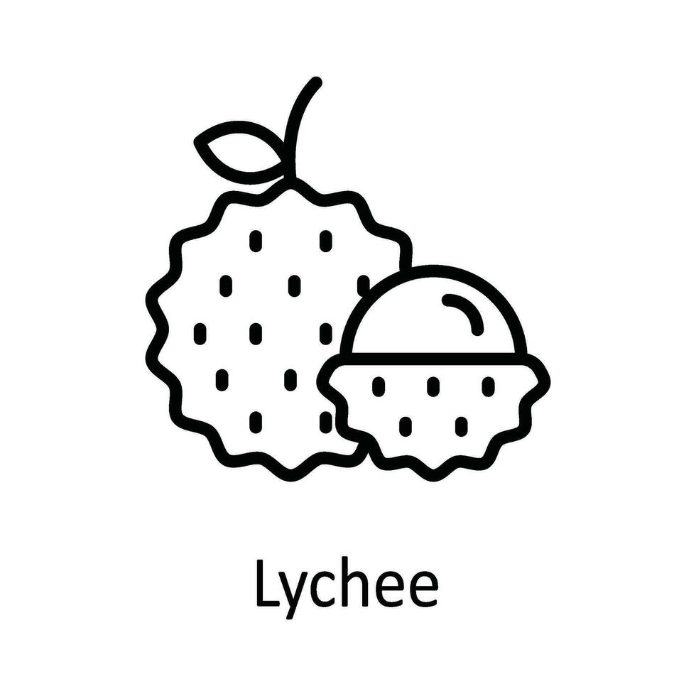 lychee vector contorno icono diseño ilustración. comida y bebidas símbolo en blanco antecedentes eps 10 archivo