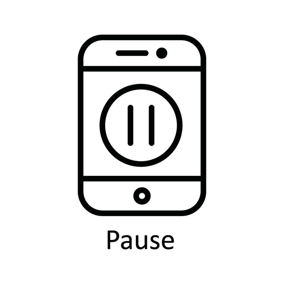 Pause Vector  outline Icon Design illustration. User interface Symbol on White background EPS 10 File