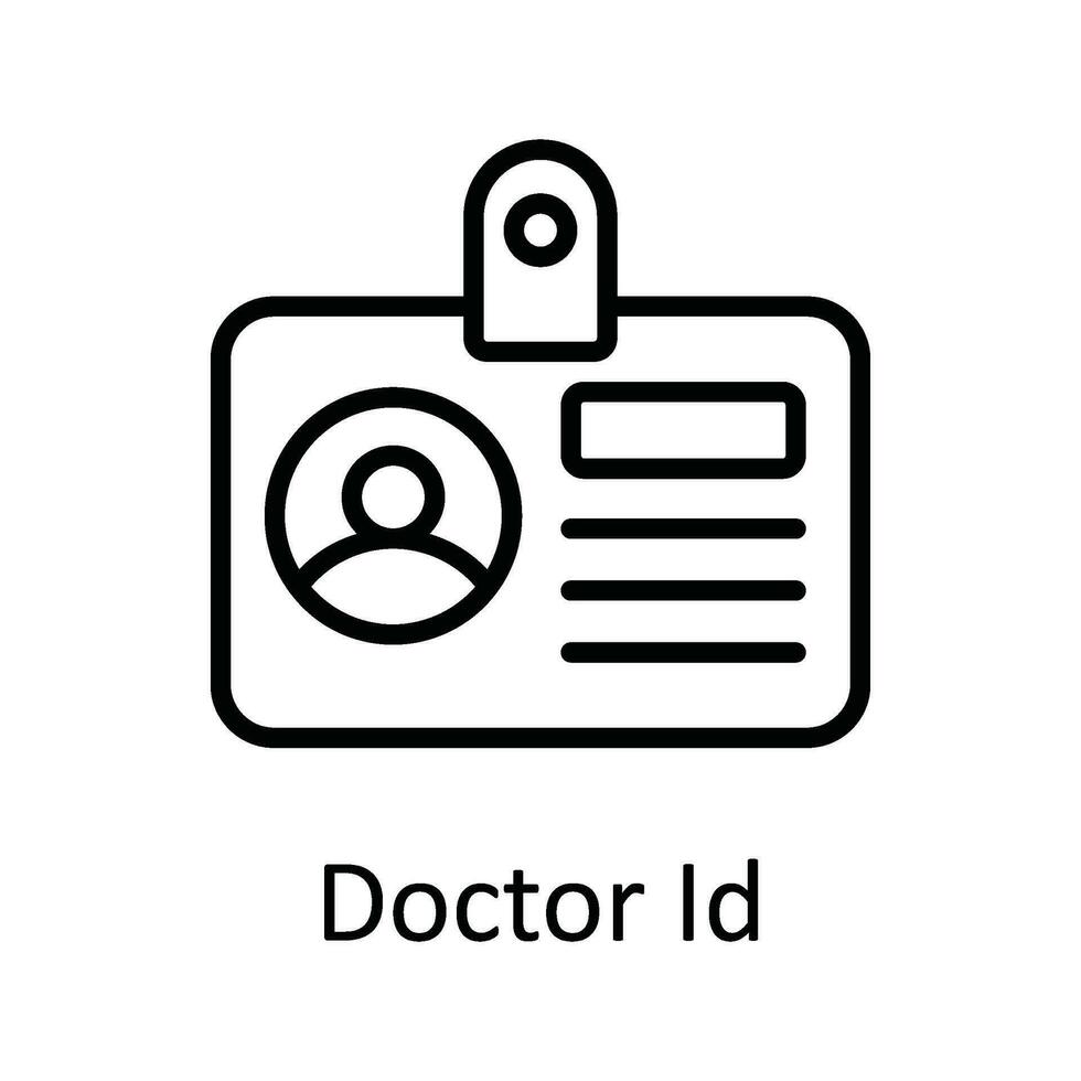 Doctor Id Vector  outline Icon Design illustration. Medical and Health Symbol on White background EPS 10 File