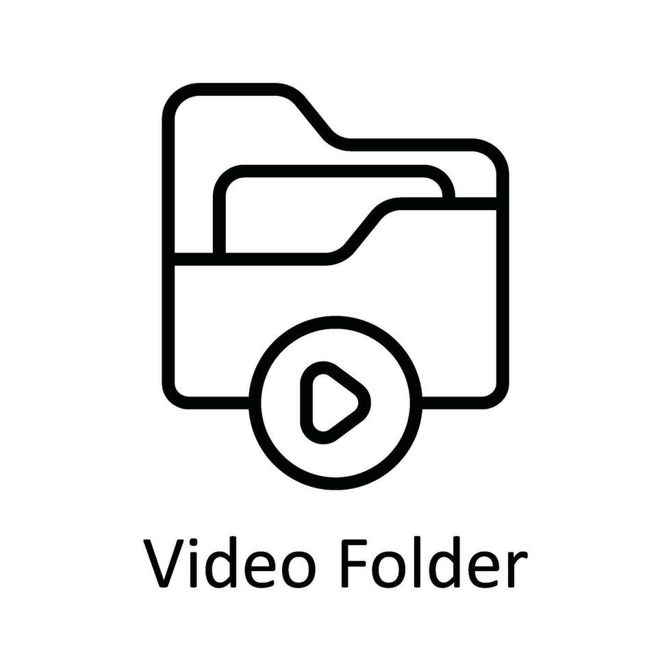 Video Folder Vector   outline Icon Design illustration. Multimedia Symbol on White background EPS 10 File