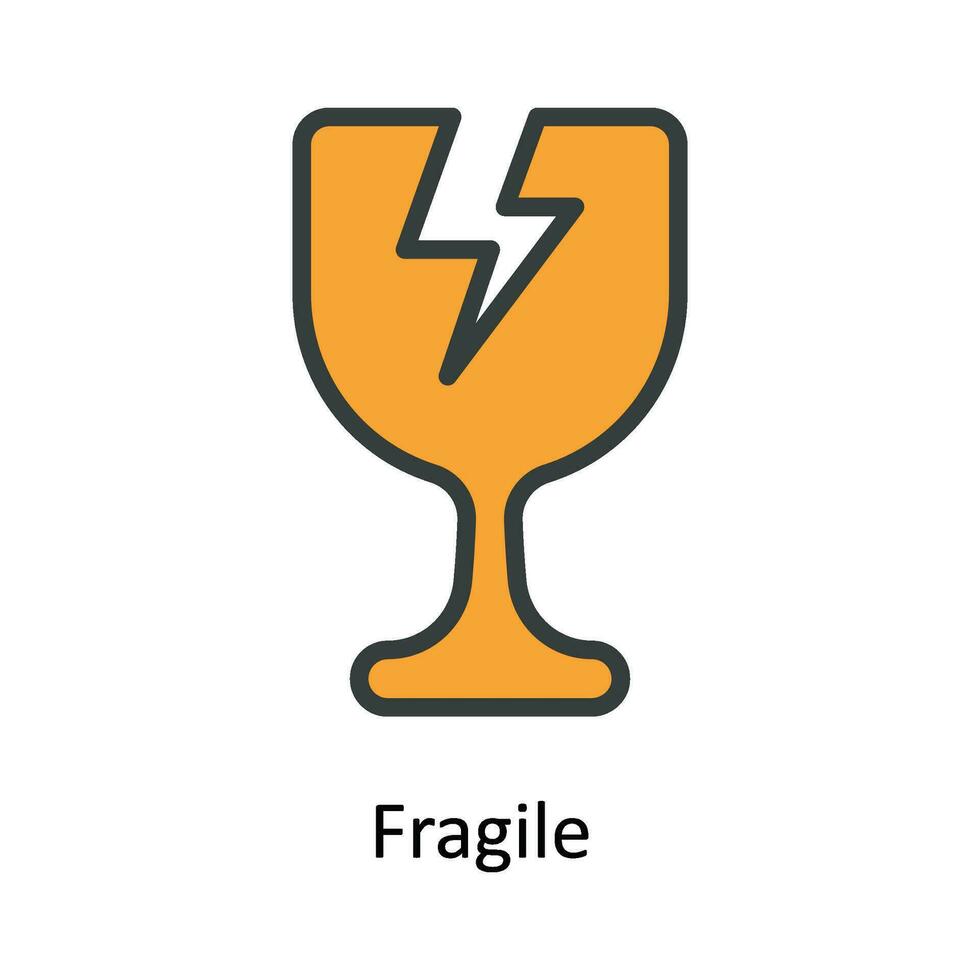 Fragile  Vector  Fill outline Icon Design illustration. Shipping and delivery Symbol on White background EPS 10 File