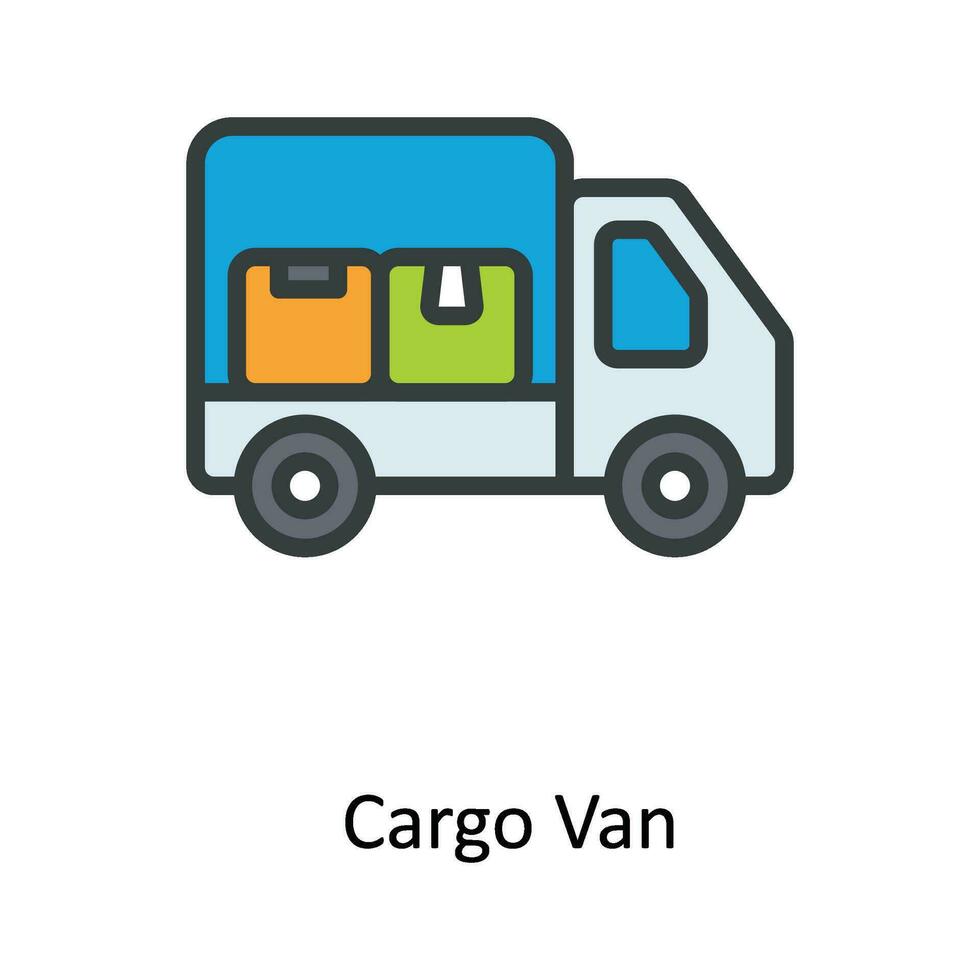 Cargo Van Vector  Fill outline Icon Design illustration. Shipping and delivery Symbol on White background EPS 10 File